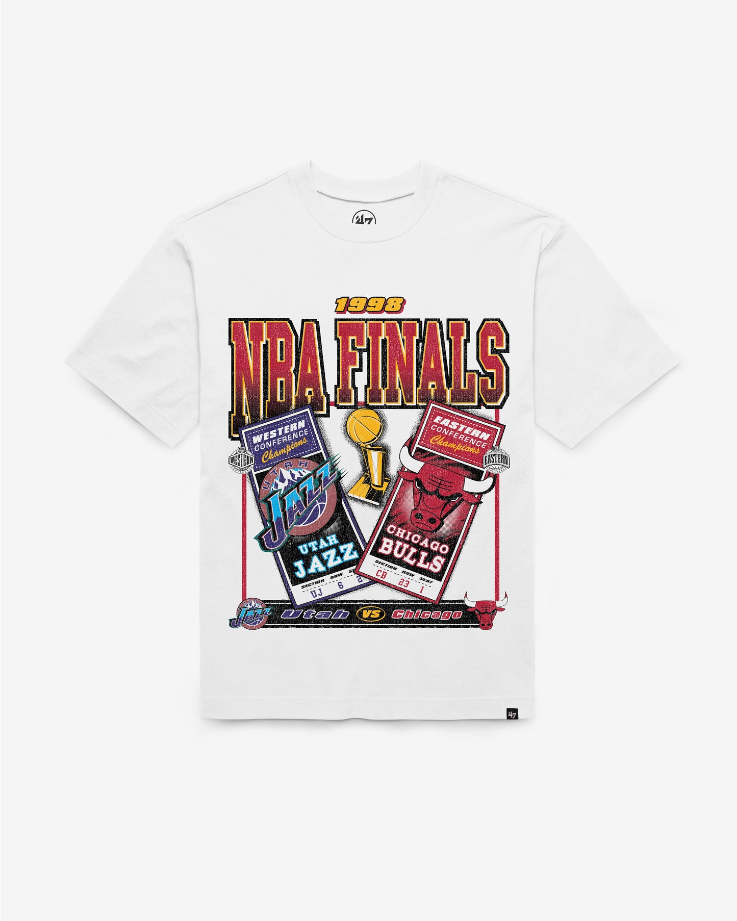 UTAH JAZZ VS. CHICAGO BULLS NBA FINALS DUELING COURT MATCHUP '47 FOUNDATION TEE