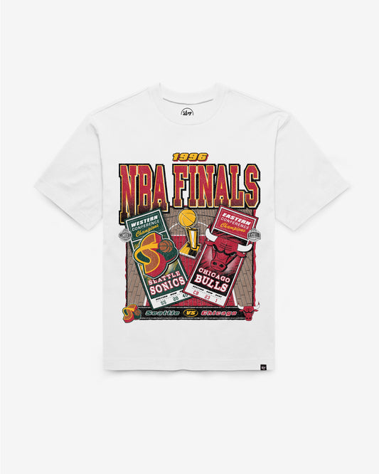 SEATTLE SONICS VS. CHICAGO BULLS NBA FINALS DUELING COURT MATCHUP '47 FOUNDATION TEE